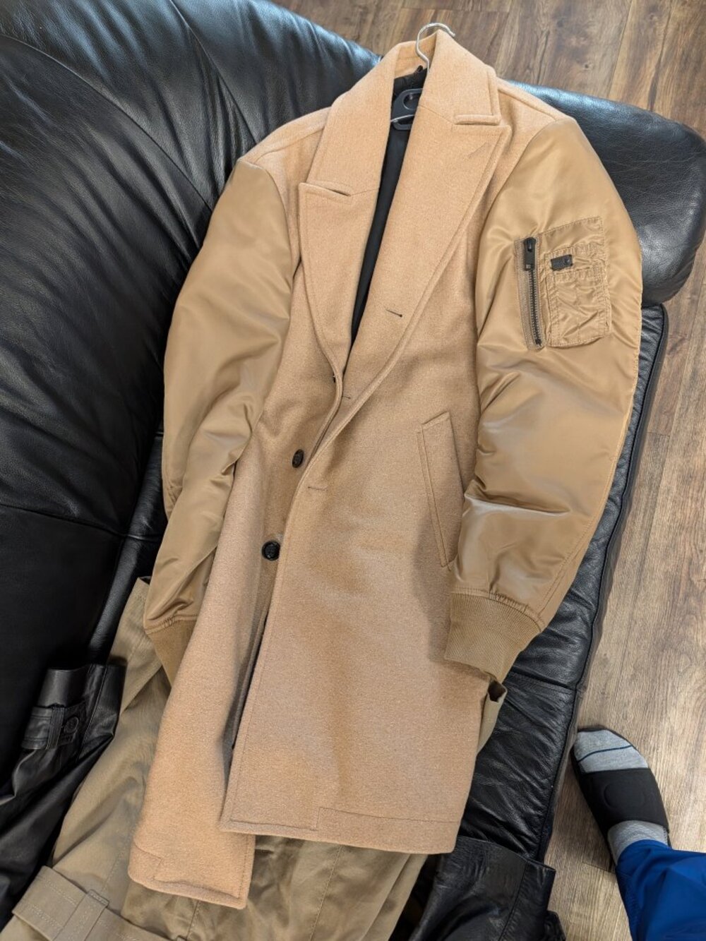 Diesel Men's Wool Hybrid Bomber Coat Jacket Size L